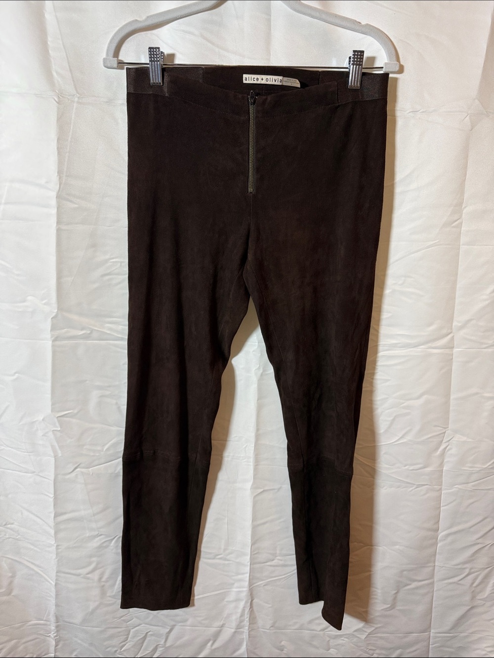 Alice + Olivia women's suede Pants in Dark Brown